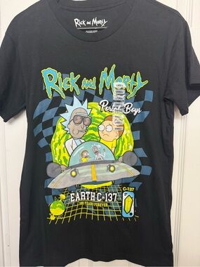 Rick & Morty Portal Black Graphic Tee Sz Small (0188)